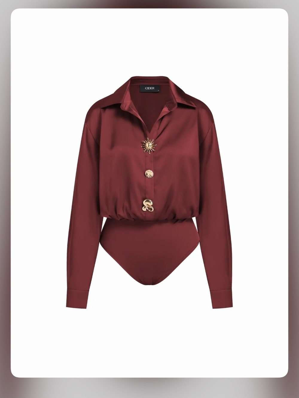 Cider chic SATIN METAL BUTTON OVERSIZED SHIRT BODYSUIT S WC19-20